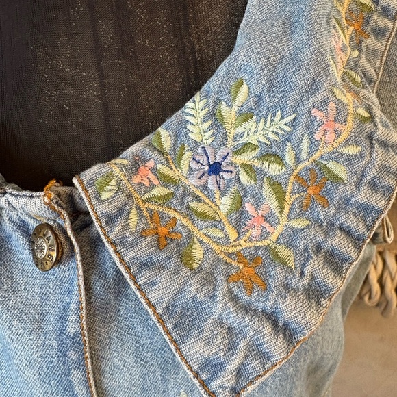 Vintage Jane Ashley Blue Denim Jumper  Sundress with Peter Pan Collar - Picture 15 of 16